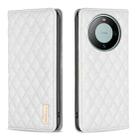 For Huawei Mate 60 Diamond Lattice Magnetic Leather Flip Phone Case(White) - 1