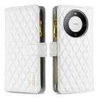 For Huawei Mate 60 Pro/Mate 60 Pro+ Diamond Lattice Zipper Wallet Leather Flip Phone Case(White) - 1