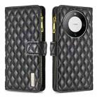 For Huawei Mate 60 Pro/Mate 60 Pro+ Diamond Lattice Zipper Wallet Leather Flip Phone Case(Black) - 1