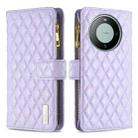 For Huawei Mate 60 Diamond Lattice Zipper Wallet Leather Flip Phone Case(Purple) - 1