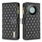 For Huawei Mate 60 Diamond Lattice Zipper Wallet Leather Flip Phone Case(Black) - 1