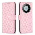 For Huawei Mate 60 Diamond Lattice Wallet Flip Leather Phone Case(Pink) - 1