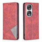 For Honor 90 5G Rhombus Texture Magnetic Leather Phone Case(Red) - 1
