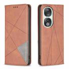 For Honor 90 5G Rhombus Texture Magnetic Leather Phone Case(Brown) - 1