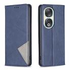 For Honor 90 5G Rhombus Texture Magnetic Leather Phone Case(Blue) - 1