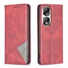 For Honor 90 Pro Rhombus Texture Magnetic Leather Phone Case(Red) - 1