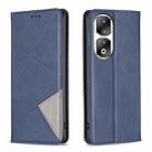 For Honor 90 Pro Rhombus Texture Magnetic Leather Phone Case(Blue) - 1