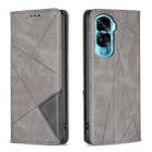 For Honor 90 Lite/X50i Rhombus Texture Magnetic Leather Phone Case(Grey) - 1