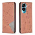 For Honor 90 Lite/X50i Rhombus Texture Magnetic Leather Phone Case(Brown) - 1