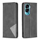 For Honor 90 Lite/X50i Rhombus Texture Magnetic Leather Phone Case(Black) - 1