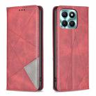 For Honor X6a Rhombus Texture Magnetic Leather Phone Case(Red) - 1