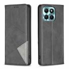 For Honor X6a Rhombus Texture Magnetic Leather Phone Case(Black) - 1
