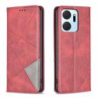 For Honor X7A Rhombus Texture Magnetic Leather Phone Case(Red) - 1