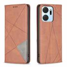 For Honor X7A Rhombus Texture Magnetic Leather Phone Case(Brown) - 1