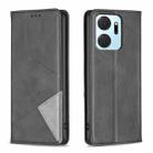 For Honor X7A Rhombus Texture Magnetic Leather Phone Case(Black) - 1