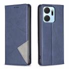 For Honor X7A Rhombus Texture Magnetic Leather Phone Case(Blue) - 1