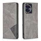 For Honor 100 Rhombus Texture Magnetic Leather Phone Case(Grey) - 1