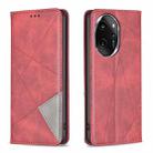 For Honor 100 Pro Rhombus Texture Magnetic Leather Phone Case(Red) - 1