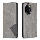 For Honor 100 Pro Rhombus Texture Magnetic Leather Phone Case(Grey) - 1