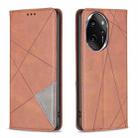 For Honor 100 Pro Rhombus Texture Magnetic Leather Phone Case(Brown) - 1