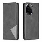 For Honor 100 Pro Rhombus Texture Magnetic Leather Phone Case(Black) - 1