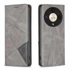 For Honor X9b/Magic6 Lite 5G Rhombus Texture Magnetic Leather Phone Case(Grey) - 1