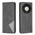 For Honor X9b/Magic6 Lite 5G Rhombus Texture Magnetic Leather Phone Case(Black) - 1