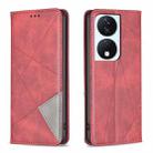 For Honor X7b Rhombus Texture Magnetic Leather Phone Case(Red) - 1