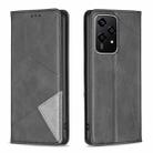 For Honor 200 Lite Rhombus Texture Magnetic Leather Phone Case(Black) - 1