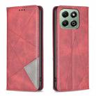 For Honor X6b Rhombus Texture Magnetic Leather Phone Case(Red) - 1