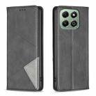 For Honor X6b Rhombus Texture Magnetic Leather Phone Case(Black) - 1