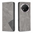 For Honor X9c 5G Global Rhombus Texture Magnetic Leather Phone Case(Grey) - 1