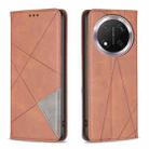 For Honor X9c 5G Global Rhombus Texture Magnetic Leather Phone Case(Brown) - 1