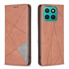 For Honor X8c 4G Rhombus Texture Magnetic Leather Phone Case(Brown) - 1