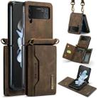 For Samsung Galaxy Z Flip4 5G DG.MING M2 Series Card Bag Magnetic Leather Phone Case(Coffee) - 1