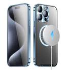 For iPhone 16 Pro Max Frosted MagSafe Magnetic Metal Phone Case(Blue) - 1