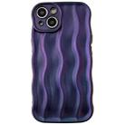 For iPhone 15 Plus Wave Texture Bright TPU Phone Case(Dark Purple) - 1