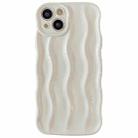 For iPhone 15 Wave Texture Bright TPU Phone Case(Milky White) - 1