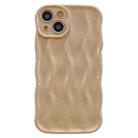 For iPhone 14 Wave Texture Bright TPU Phone Case(Khaki) - 1