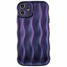 For iPhone 12 Wave Texture Bright TPU Phone Case(Dark Purple) - 1