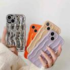 For iPhone 12 Pro Max Wave Texture Bright TPU Phone Case(Apricot) - 2