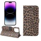 For iPhone 15 Pro Max Leopard Pattern Horizontal Flip Leather Phone Case(Brown) - 1