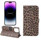 For iPhone 15 Pro Leopard Pattern Horizontal Flip Leather Phone Case(Brown) - 1