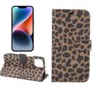 For iPhone 15 Leopard Pattern Horizontal Flip Leather Phone Case(Brown) - 1