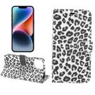 For iPhone 15 Leopard Pattern Horizontal Flip Leather Phone Case(White) - 1