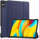 For Teclast T50 Pro Custer Solid Color 3-Fold Stand Leather Tablet Case(Dark Blue) - 1