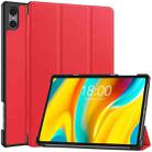 For Teclast T50 Pro Custer Solid Color 3-Fold Stand Leather Tablet Case(Red) - 1