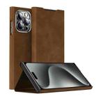 For iPhone 15 Pro Max Magnetic Napa Texture Leather Phone Case with Holder(Brown) - 1