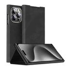 For iPhone 15 Pro Magnetic Napa Texture Leather Phone Case with Holder(Black) - 1