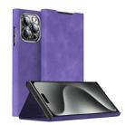 For iPhone 15 Pro Magnetic Napa Texture Leather Phone Case with Holder(Purple) - 1